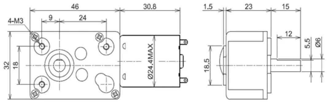 Outline drawing of the HS3246WJSX-370